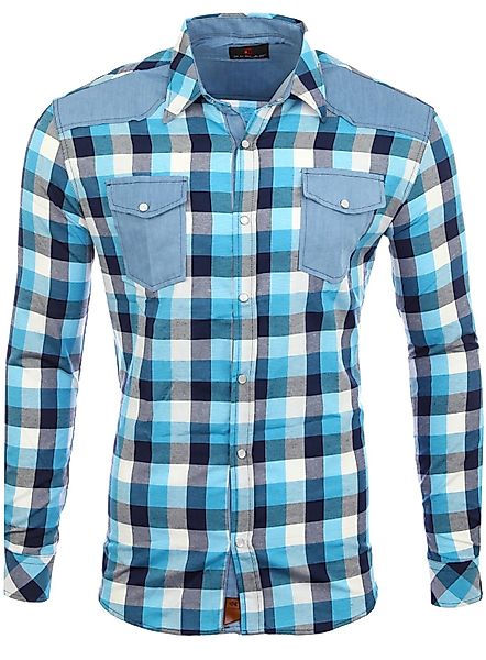 Reslad Langarmhemd Reslad Herren Hemd Karo günstig online kaufen