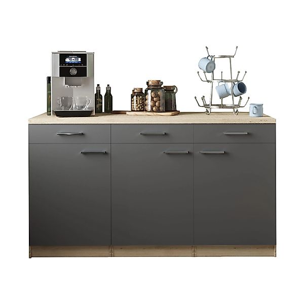 Respekta Küchenmöbel-Set 13 Merle 150 cm Grau günstig online kaufen