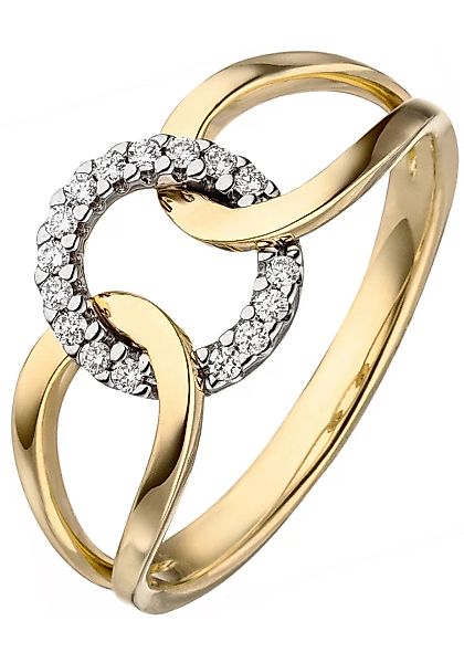 JOBO Fingerring, 585 Gold mit 16 Diamanten günstig online kaufen