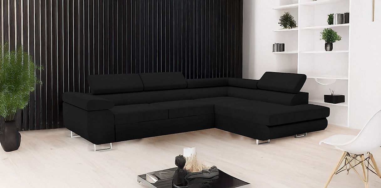 Goldstoff Ecksofa mit Schlaffunktion & Bettkasten - hochwertiges Sofa, Couc günstig online kaufen