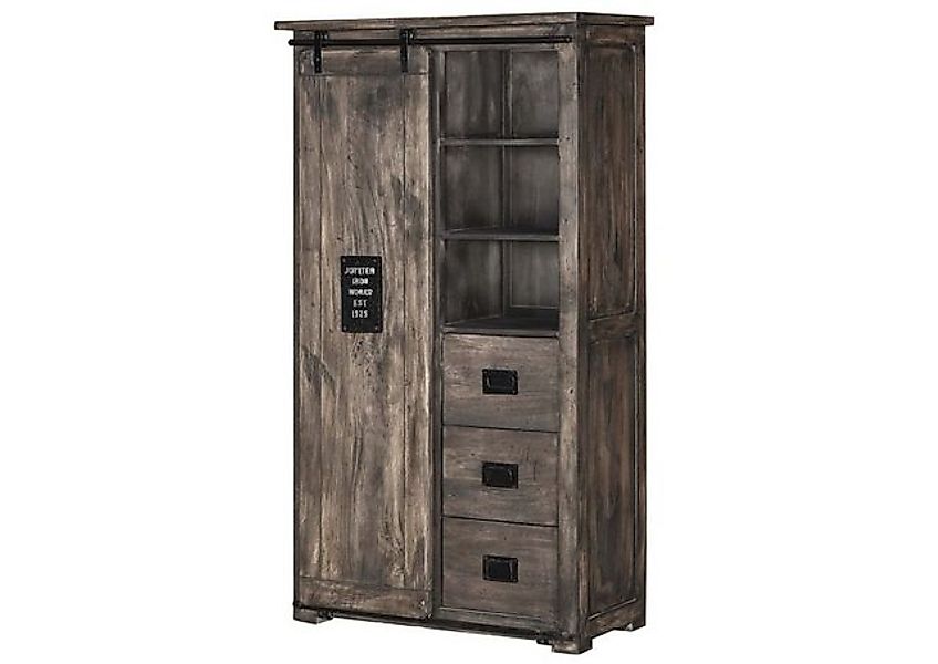 Massivmoebel24 Dreh-/Schwebetürenschrank (Schrank Mango 100x45x175 grau lac günstig online kaufen