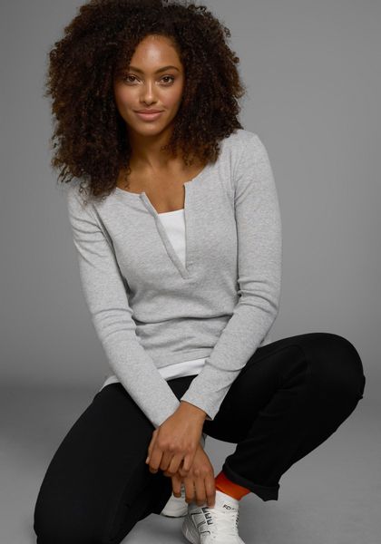 Flashlights 2-in-1-Langarmshirt figurbetonte Passform, Rundhalsausschnitt, günstig online kaufen