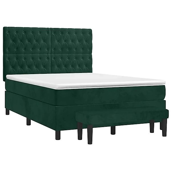 vidaXL Boxspringbett mit Matratze Dunkelgrün 140x190 cm Samt 3138022 günstig online kaufen