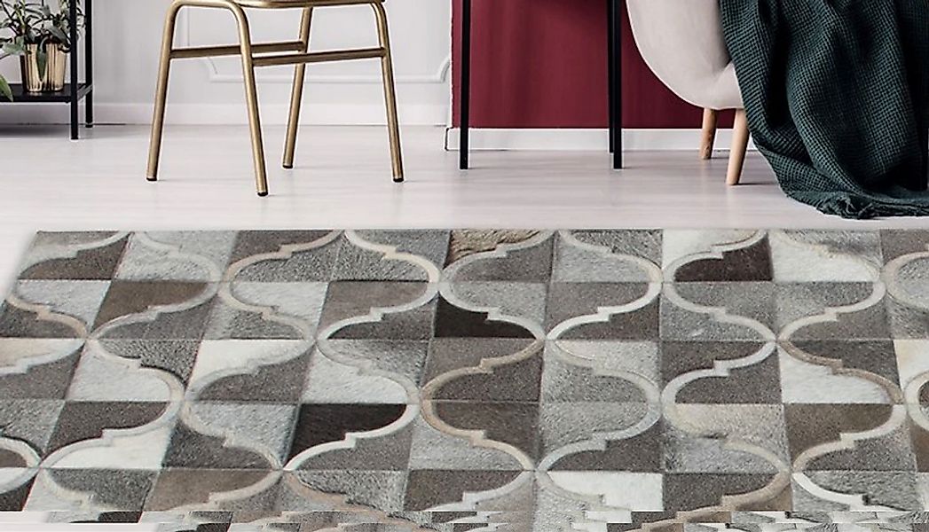 Kayoom Fellteppich "Lavish 310 Lederteppich" rechteckig 8 mm Höhe Patchwork günstig online kaufen