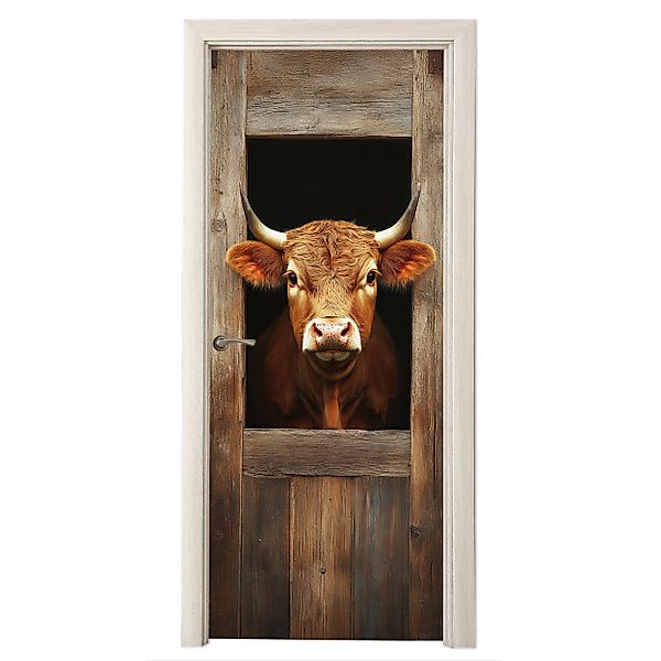 MuchoWow Türtapete Kuh - Fenster - günstig online kaufen