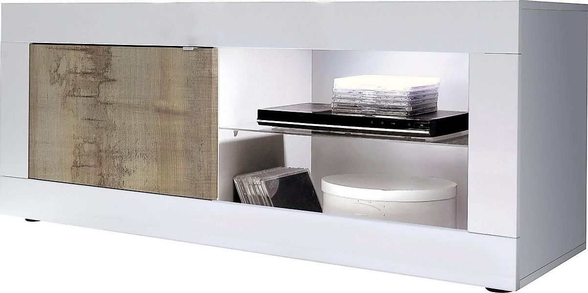 INOSIGN Lowboard Basic Breite 140 cm, TV-Board 1 Tür, 2 offene Fächer (Glas günstig online kaufen