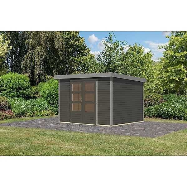Karibu Gartenhaus Diego 5 B Terragrau/Graualuminium 209 x 298 x 242 cm günstig online kaufen