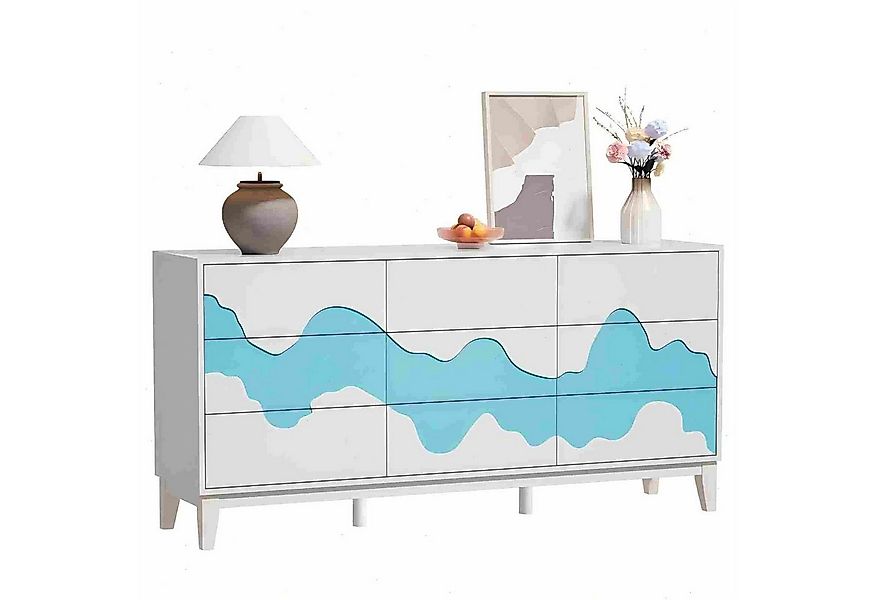 UEV Sideboard mit 9 Schubladen, Modern Kommode mit Wellenmuster (Packung, S günstig online kaufen