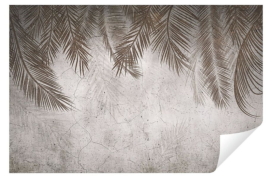 Wallarena Fototapete Blätter Beton Federn Abstrakt Vlies Tapete Wohnzimmer günstig online kaufen