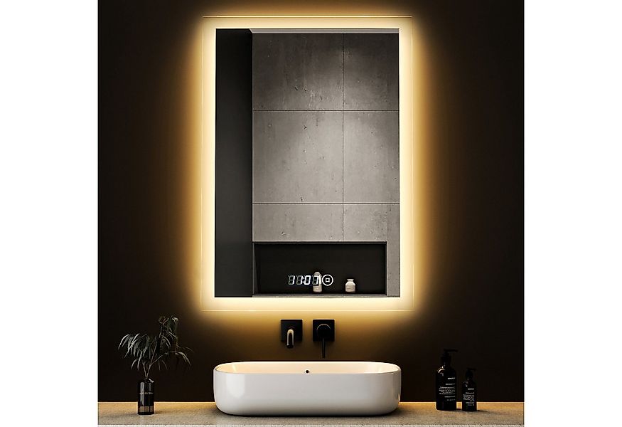 WDWRITTI Badspiegel Led 50x70 80x60 100x60 Touch Uhr dimmbar Spiegel Bad mi günstig online kaufen