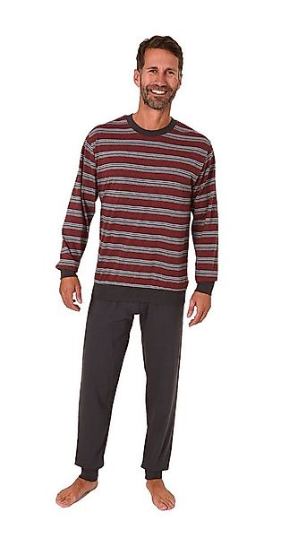 Normann Pyjama Normann Herren langarm Schlafanzug mit Bündchen in Streifeno günstig online kaufen