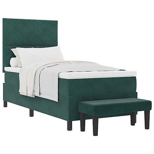 vidaXL Bett Boxspringbett mit Matratze & Bank Dunkelgrün 100x200 cm Samt (2 günstig online kaufen