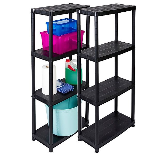 Kreher Standregal Set: 2 x 'Primo' mit 4 Böden aus Kunststoff in Schwarz, 2 günstig online kaufen