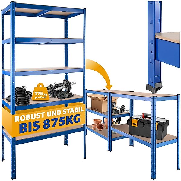 tectake Schwerlastregal, Komplett-Set, höhenverstellbare Einlegeböden günstig online kaufen