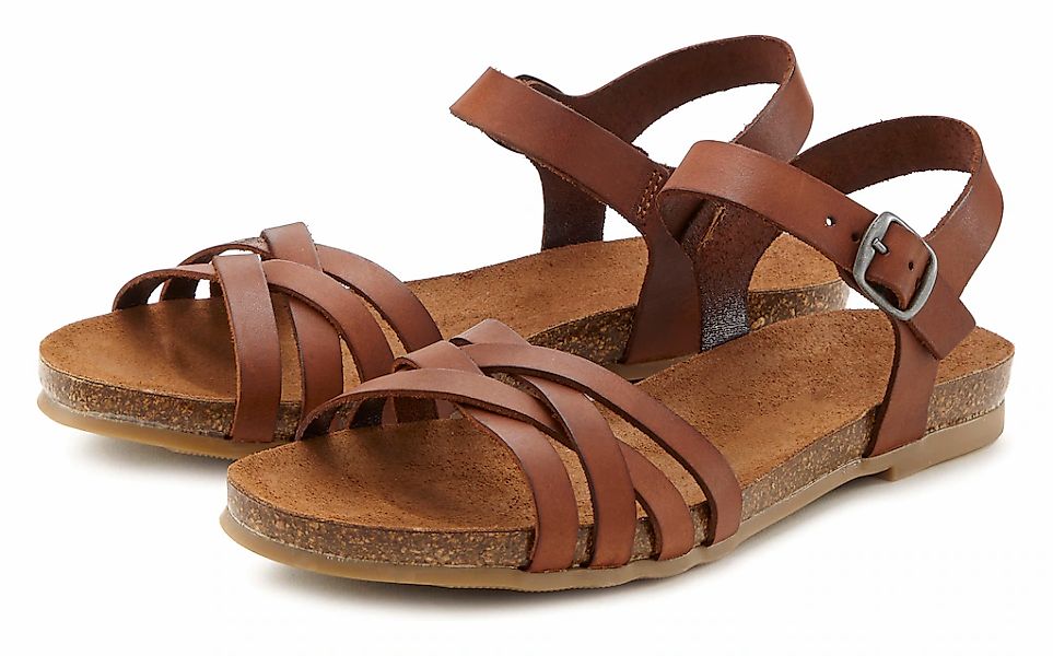 LASCANA Sandale "Sandalette, Sommerschuh", aus Leder mit komfortablem Korkf günstig online kaufen