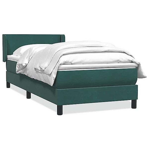 vidaXL Boxspringbett, Boxspringbett mit Matratze Dunkelgrün 100x210 cm Samt günstig online kaufen