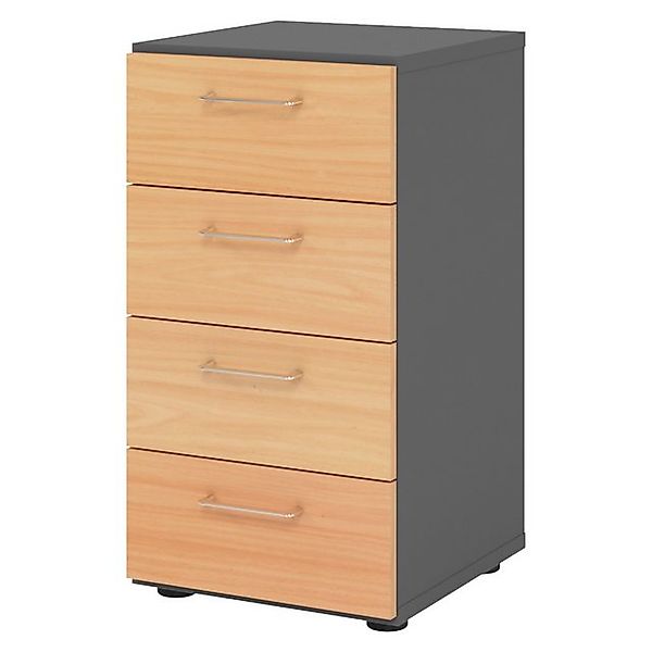 bümö Aktenschrank smart Schubladen Schrank - 4 Schübe Dekor: Graphit/Buche günstig online kaufen