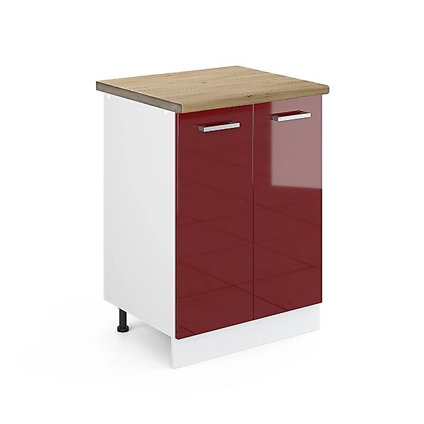 Vicco Küchenunterschrank R-Line Küchenkommode Bordeaux Hochglanz 60 cm AP E günstig online kaufen