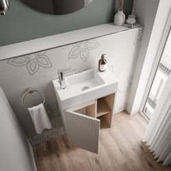 Bernstein Badmöbel-Set BELDIVO, (mit Waschbecken DURAVIT, günstig online kaufen