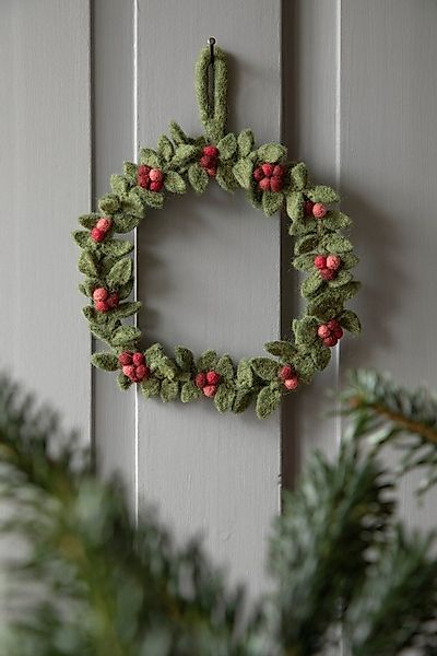 Gry & Sif Hängedekoration Filz-Dekokranz - BEEREN - grün günstig online kaufen