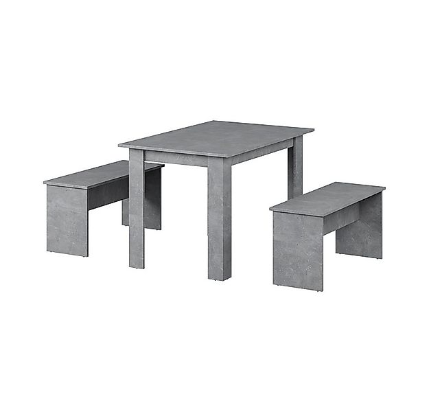 Vicco Essgruppe Sentio, Beton, 112 x 73.6 cm mit 2 Bänken, (Set, 3-tlg., 3- günstig online kaufen