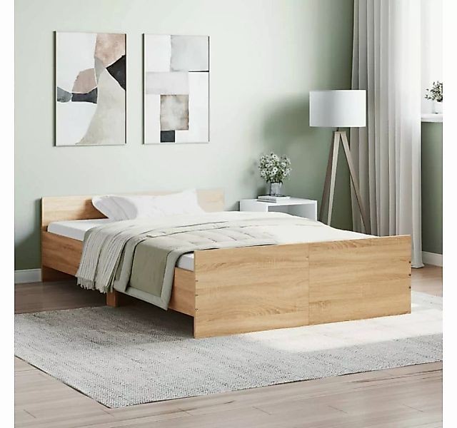 furnicato Bett Bettgestell mit Kopf- und Fußteil Sonoma-Eiche 120x190 cm günstig online kaufen
