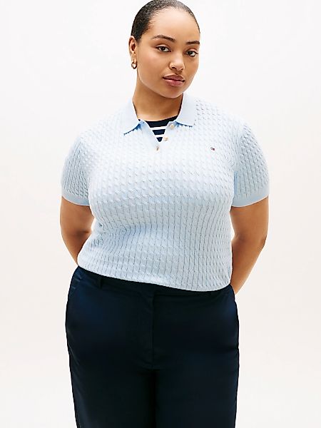 Tommy Hilfiger Curve Polokragenpullover "CRV CO CABLE FINE GG POLO S/S" in günstig online kaufen