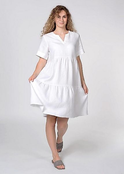 IN LINEA Maxikleid Kleid, V-Ausschnitt, Volants, 101 WHITE günstig online kaufen