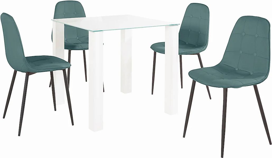 INOSIGN Essgruppe Set, 5 Stk. tlg. mit Glastisch, Breite 80 cm günstig online kaufen