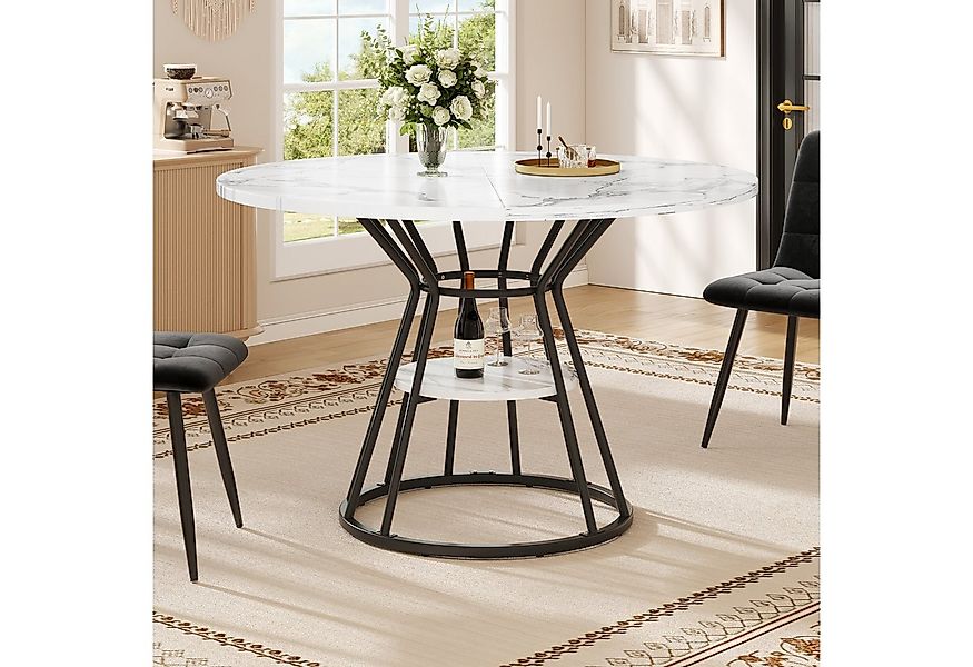 Flieks Esstisch runder Tisch mit Ablagen Marmoroptik (100x76 cm, 1-St., 1 T günstig online kaufen