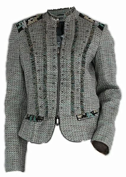 BiBA Jackenblazer 422 Lovely Smaragd Jacke mit Nieten und Franzen günstig online kaufen