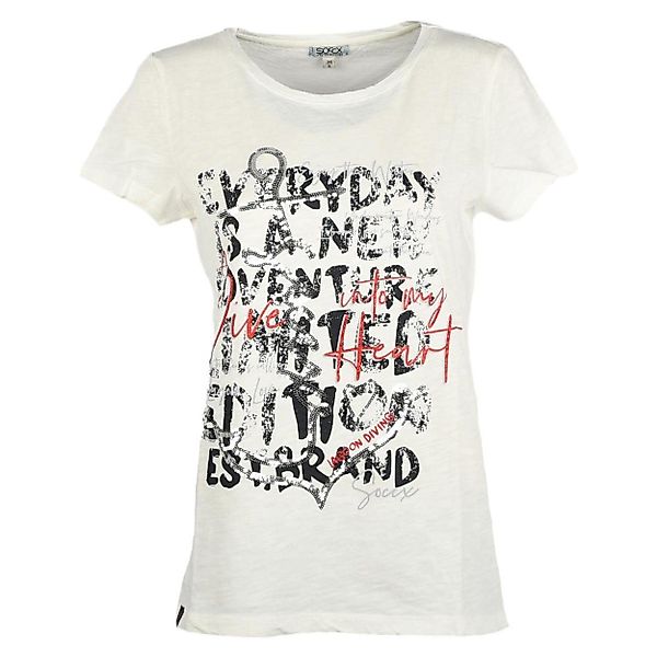 SOCCX T-Shirt Damen mit Pailletten-Artwork Lagoon günstig online kaufen