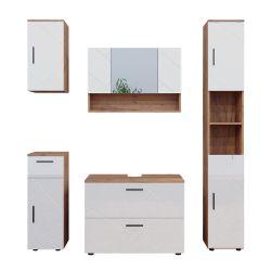 Vicco Badmöbel-Set Irma, Eiche/Weiß Hochglanz, 5 günstig online kaufen