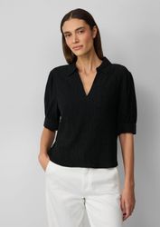 s.Oliver Kurzarmbluse Bluse Verkürzte Plissee-Bluse im günstig online kaufen