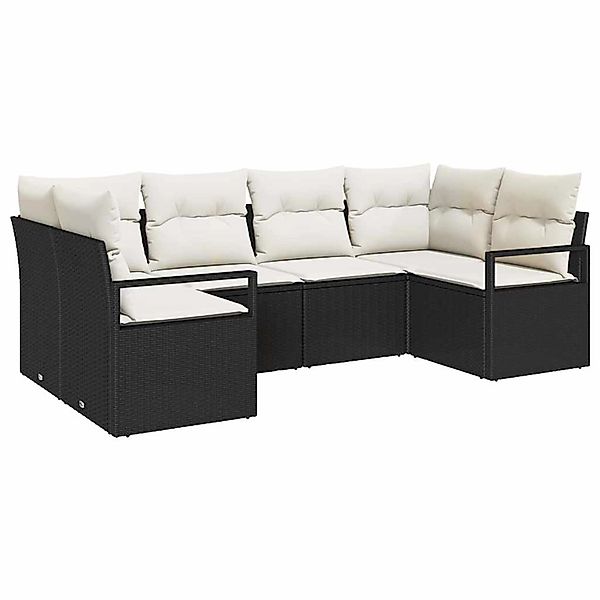 vidaXL Garten-Sofa-Set 6-Tlg Schwarz Poly Rattan 3346517 günstig online kaufen