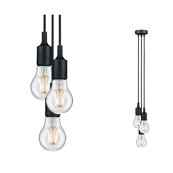 Paulmann "Neordic Pendelleuchte Ketil E27 max. 3x60W Schwarz dimmbar Siliko günstig online kaufen