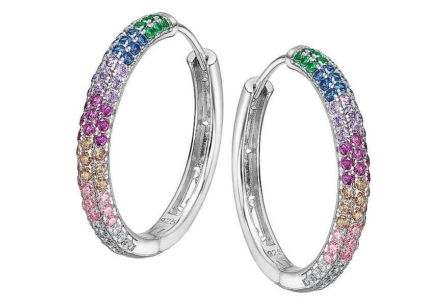 LOTUS SILVER Paar Creolen LOTUS Silver Zirkoniastein 925 Silber (Creolen), günstig online kaufen