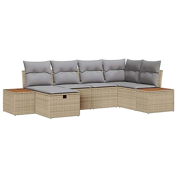 vidaXL Garten-Sofa-Set mit Kissen 6-Tlg Beige Poly Rattan 3359632 günstig online kaufen