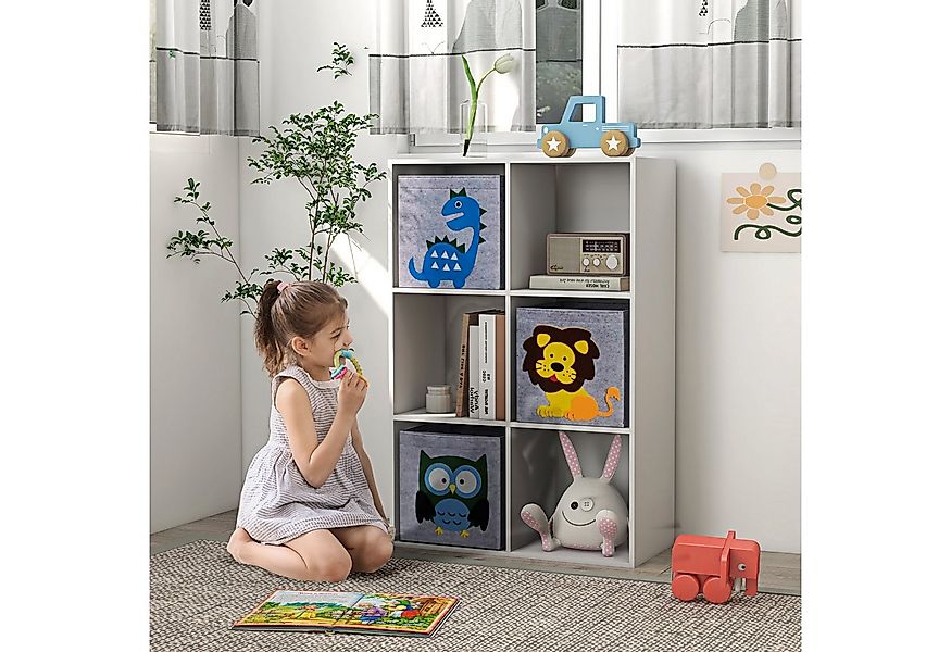ZONEKIZ Kinderregal Kinderschrank mit 6 geräumige Aufbewahrungswürfel, Rega günstig online kaufen