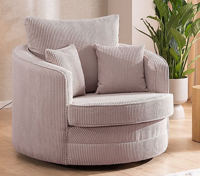 S-Style Möbel Drehsessel Ted Love Seat XXL 360 Grad drehbar aus Cord-Stoff, günstig online kaufen