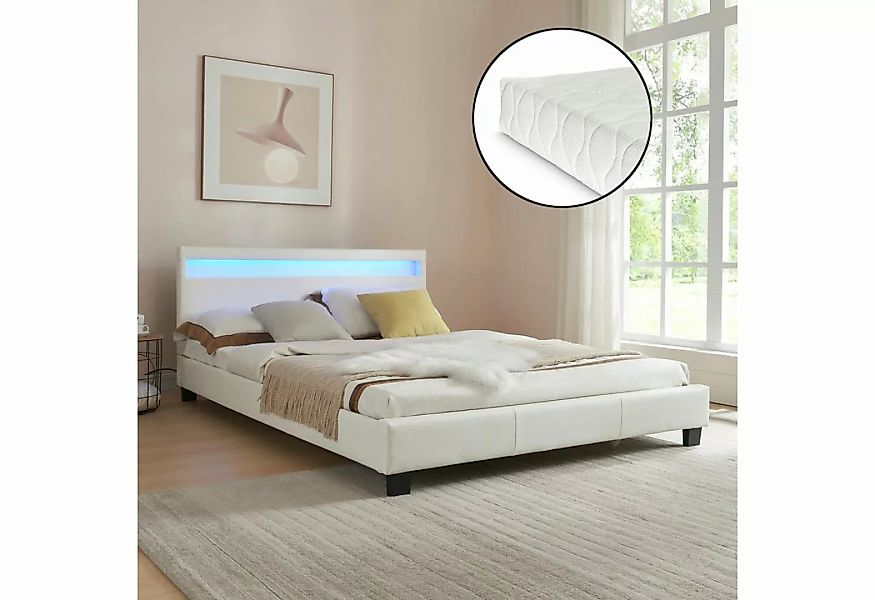 Corium Polsterbett (Bett und Matratze), LED-Bett »Paris« mit Matratze 140x2 günstig online kaufen