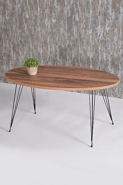 en.casa Couchtisch (1-St), oval, melaminbeschichtet, Metallbeine 89322089 günstig online kaufen