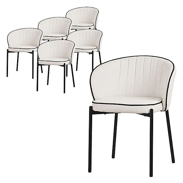 ML-Design Esszimmerstühle 6Er Set Beige mit Stoffbezug & Metallbeinen günstig online kaufen