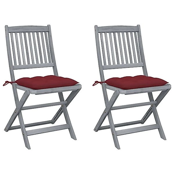 vidaXL Klappbare Gartenstühle 2 Stk mit Kissen Massivholz Akazie 3064560 günstig online kaufen