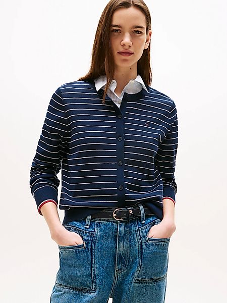Tommy Hilfiger Cardigan "CO JERSEY STITCH CARDIGAN", mit Logostickerei günstig online kaufen