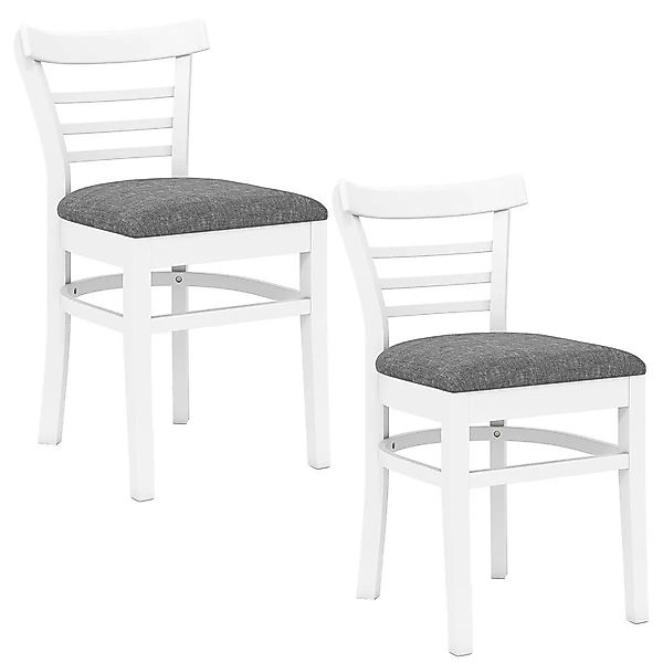 Costway Esszimmerstühle 2er Set Holz Weiß 41.5 x 48 x 78.5 cm günstig online kaufen
