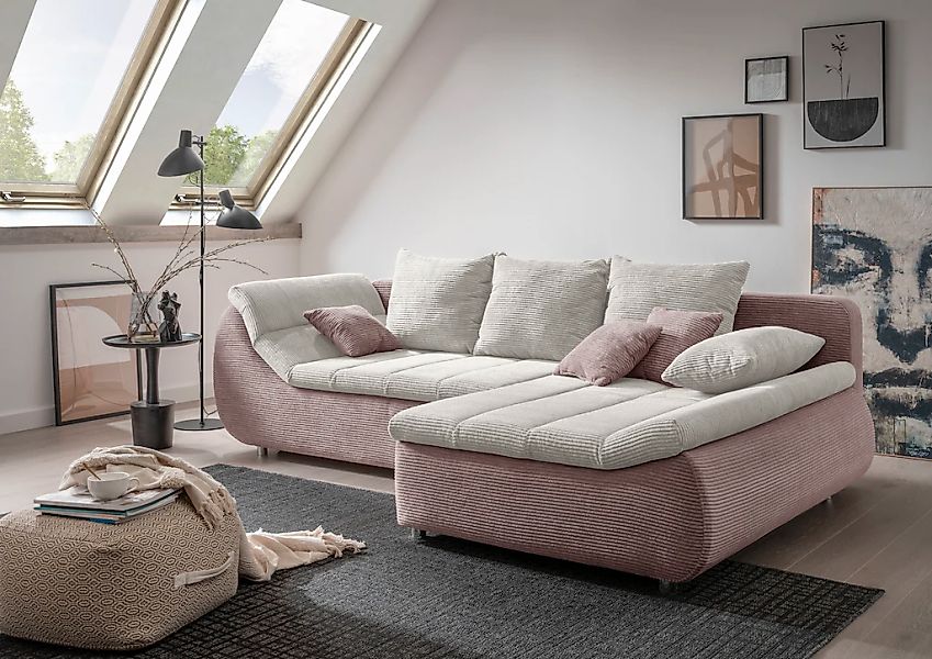 INOSIGN Ecksofa "Imola elegant und bequem, aktuelle Steppung im Sitz, L-For günstig online kaufen