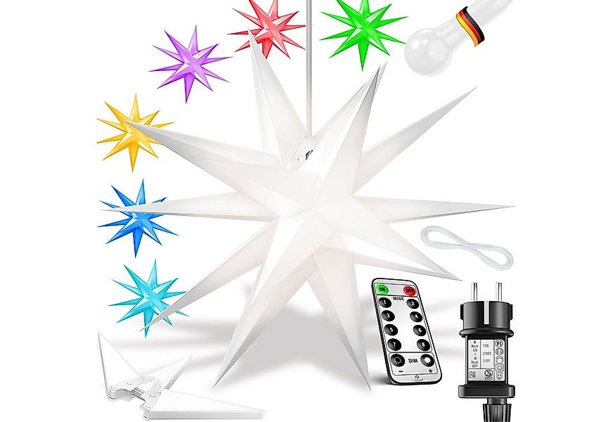KESSER Weihnachtsfigur, Leuchtstern 3D, LED Weihnachtsstern mit Timer Innen günstig online kaufen