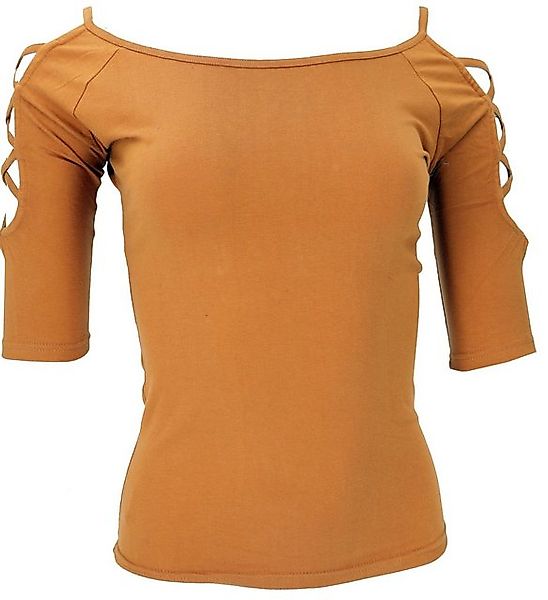 Longsleeve Goa Shirt, Boho Shirt 1/2 Ärmel - kurkuma alternative Bekleidung günstig online kaufen