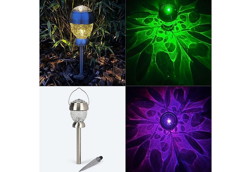 Online-Fuchs LED Solarleuchte 4er Set Solarleuchten mit BLÄTTER Lichtspiel günstig online kaufen